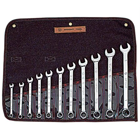 Wright Tool Combination Wrench WRIGHTGRIP 2.0 11 Piece Set - 12-Point Full Polish 3/8" - 1" 911